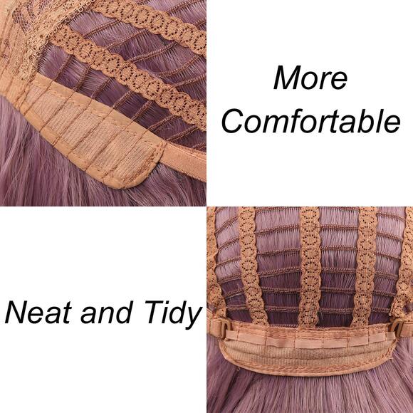 Women's Short Mix Purple Wigs Curly Wavy Shoulder Length Pastel Bob - Picture 3 of 3